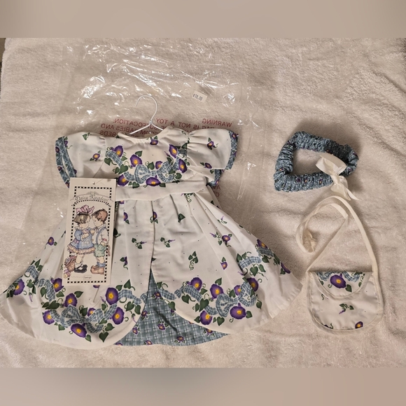 Daisy Kingdom Morning Glory Doll Dress w/ Purse Hair Scrunchie NWT Fits 17"- 19" - Picture 1 of 10